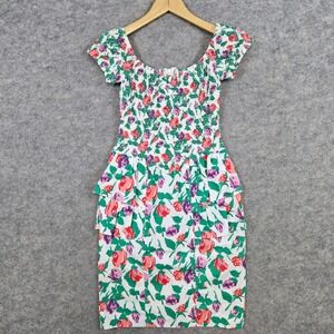 Vintage TARETI Howard Levi Women's 100% Cotton Floral Scrunchy Top Dress Size P4